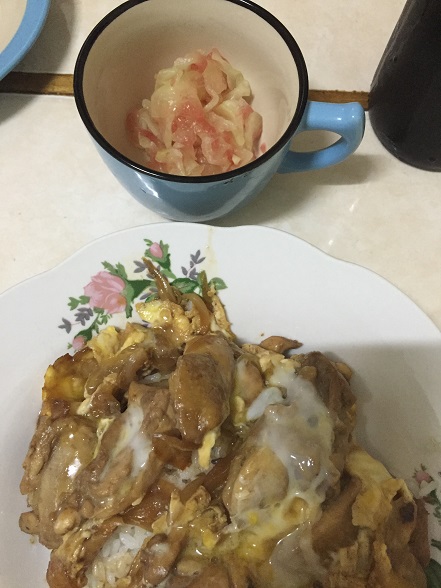 親子丼とスイカの漬物☆