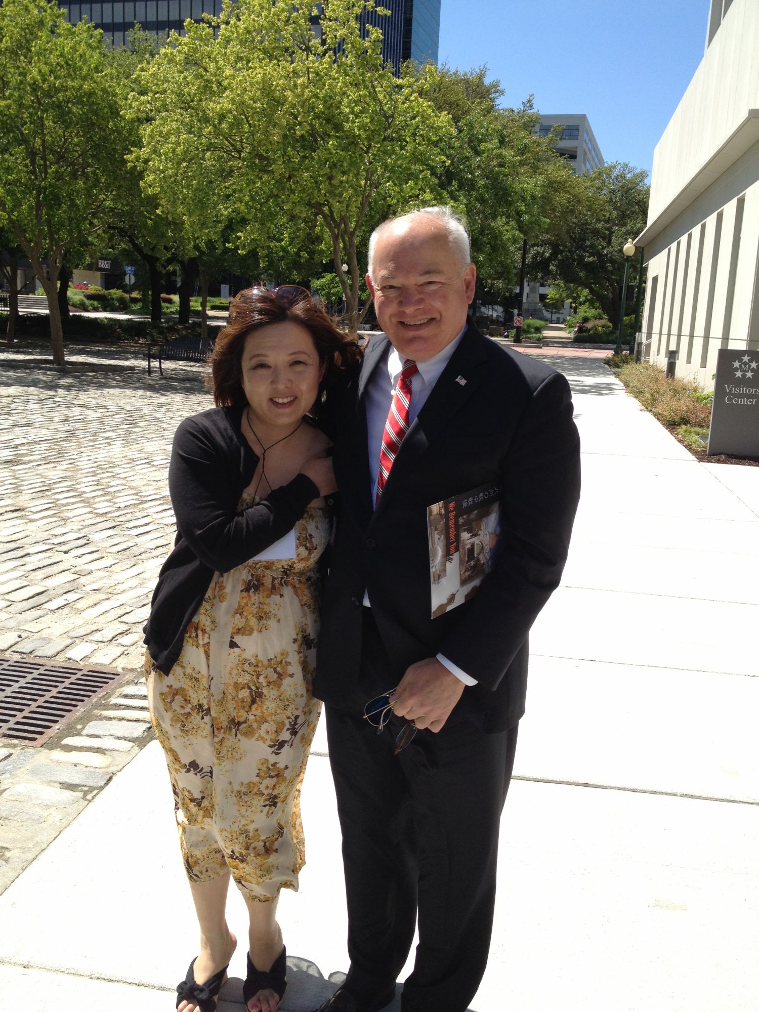 Memorial Day 2013, at the MacArthur Memorial in Norfolk: handing this booklet to Mayor Paul Fraim.